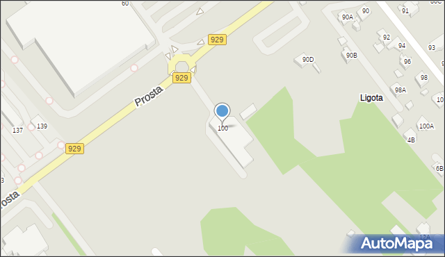 Rybnik, Prosta, 100, mapa Rybnika