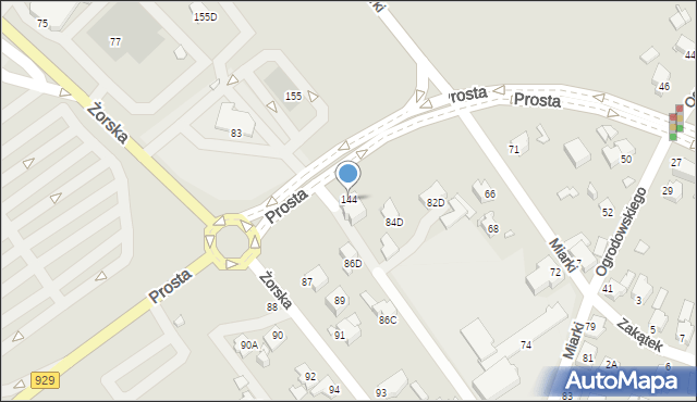 Rybnik, Prosta, 144, mapa Rybnika