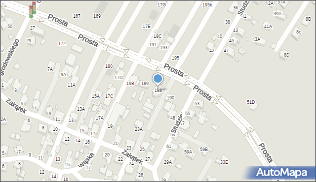 Rybnik, Prosta, 188, mapa Rybnika