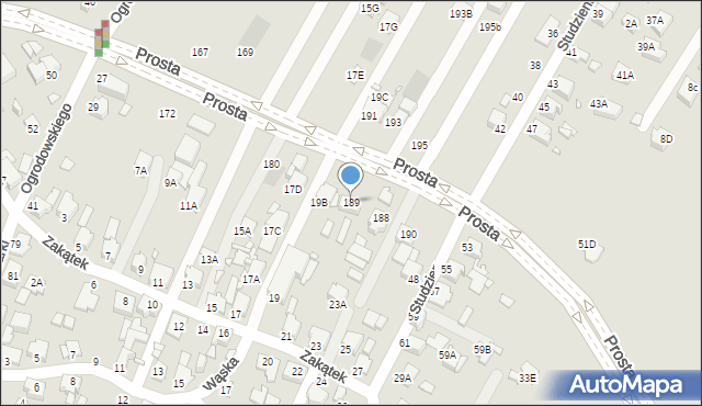 Rybnik, Prosta, 189, mapa Rybnika