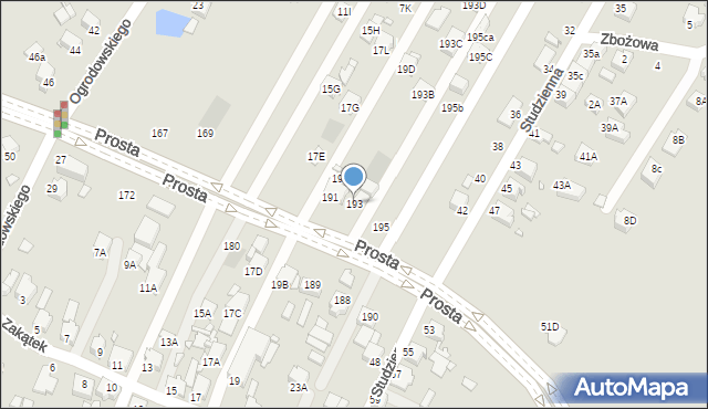 Rybnik, Prosta, 193, mapa Rybnika