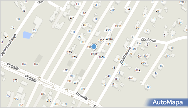Rybnik, Prosta, 193B, mapa Rybnika