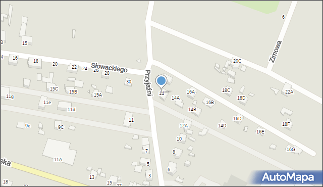 Rybnik, Przyjaźni, 14, mapa Rybnika