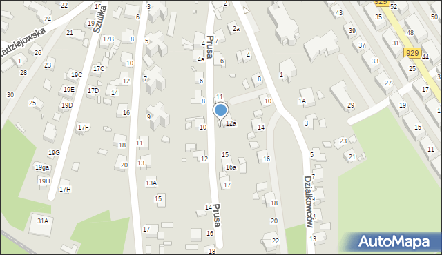 Rybnik, Prusa Bolesława, 13, mapa Rybnika