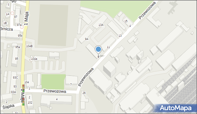 Rybnik, Przewozowa, 9, mapa Rybnika