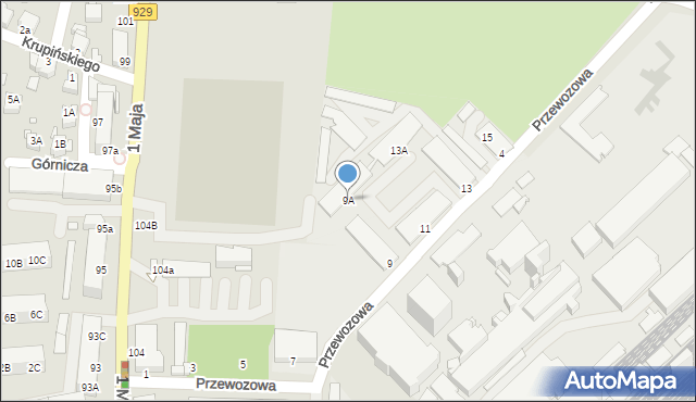 Rybnik, Przewozowa, 9A, mapa Rybnika