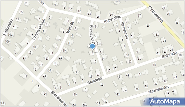 Rzekuń, Przechodnia, 4, mapa Rzekuń