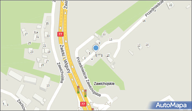 Sandomierz, Przedmieście Zawichojskie, 6, mapa Sandomierza