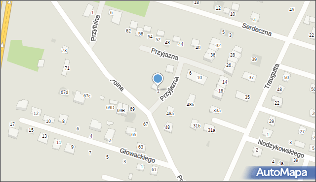 Serock, Przyjazna, 1, mapa Serock