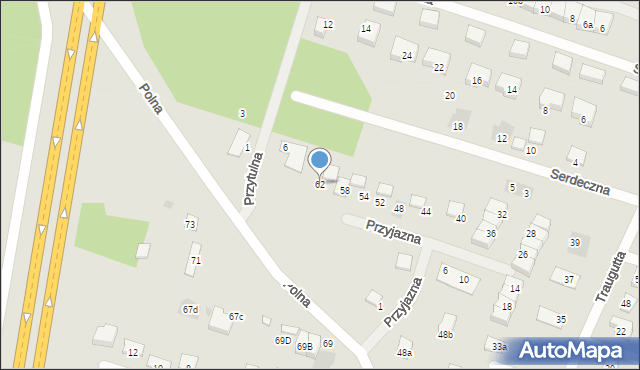 Serock, Przyjazna, 62, mapa Serock