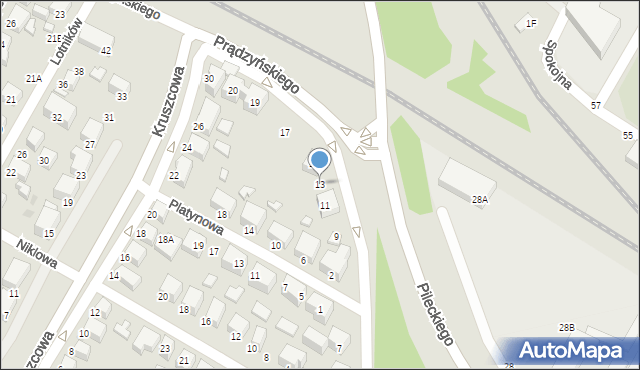 Siedlce, Prądzyńskiego Ignacego, gen., 13, mapa Siedlce