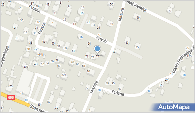 Siedlce, Próżna, 75, mapa Siedlce