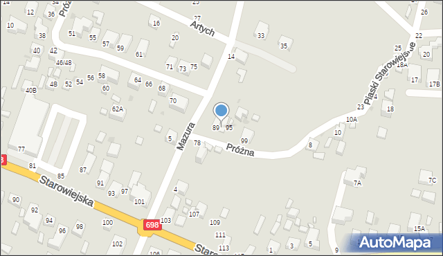 Siedlce, Próżna, 91, mapa Siedlce