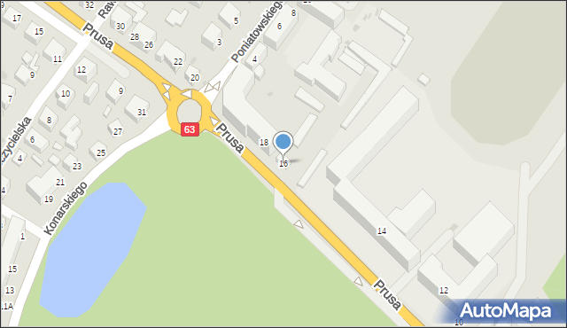 Siedlce, Prusa Bolesława, 16, mapa Siedlce