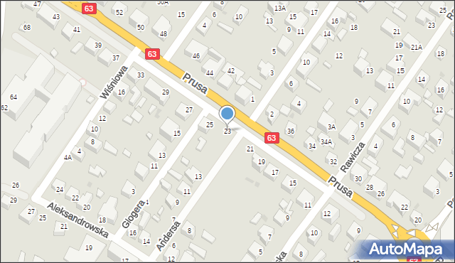 Siedlce, Prusa Bolesława, 23, mapa Siedlce