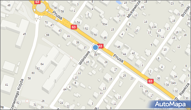 Siedlce, Prusa Bolesława, 33, mapa Siedlce