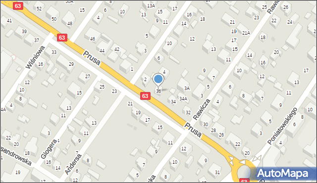 Siedlce, Prusa Bolesława, 36, mapa Siedlce