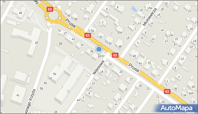 Siedlce, Prusa Bolesława, 37, mapa Siedlce