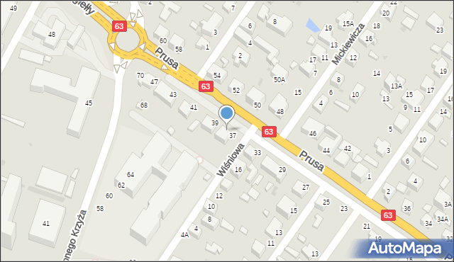 Siedlce, Prusa Bolesława, 37A, mapa Siedlce