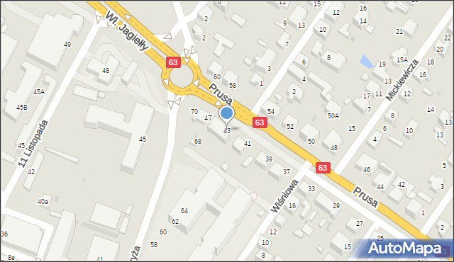Siedlce, Prusa Bolesława, 43, mapa Siedlce