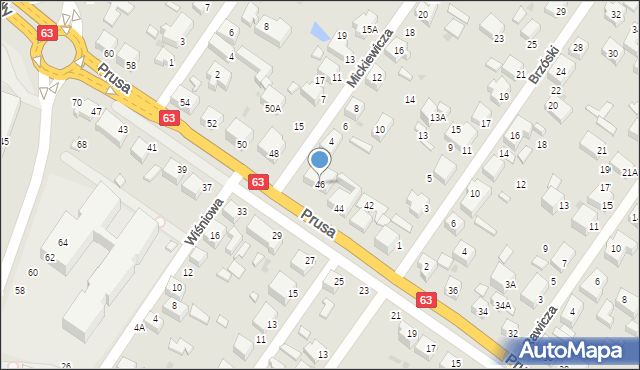 Siedlce, Prusa Bolesława, 46, mapa Siedlce