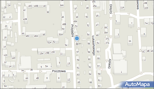 Siemianowice Śląskie, Przyjaźni, 55, mapa Siemianowice Śląskie