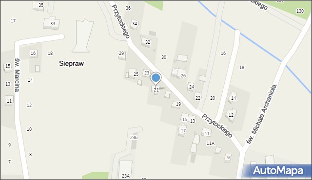 Siepraw, Przytockiego Jana, ks., 21, mapa Siepraw