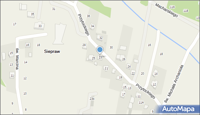 Siepraw, Przytockiego Jana, ks., 23, mapa Siepraw