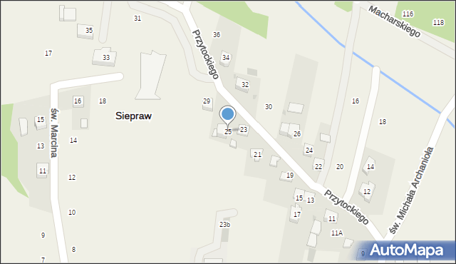Siepraw, Przytockiego Jana, ks., 25, mapa Siepraw