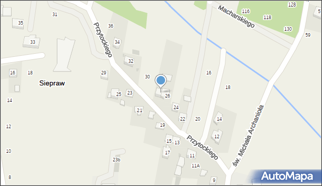 Siepraw, Przytockiego Jana, ks., 28, mapa Siepraw