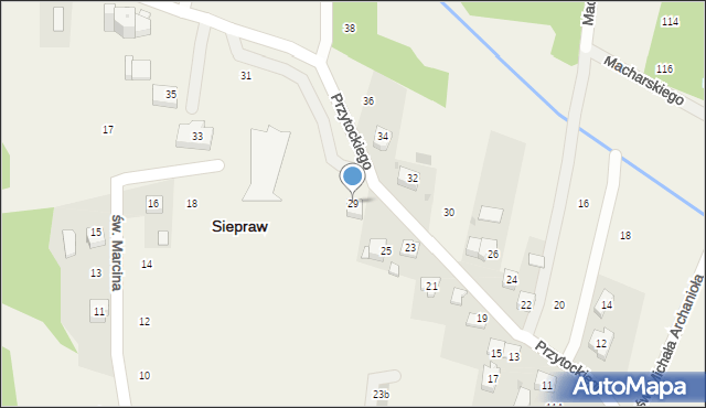 Siepraw, Przytockiego Jana, ks., 29, mapa Siepraw