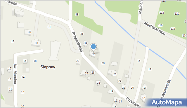 Siepraw, Przytockiego Jana, ks., 32, mapa Siepraw