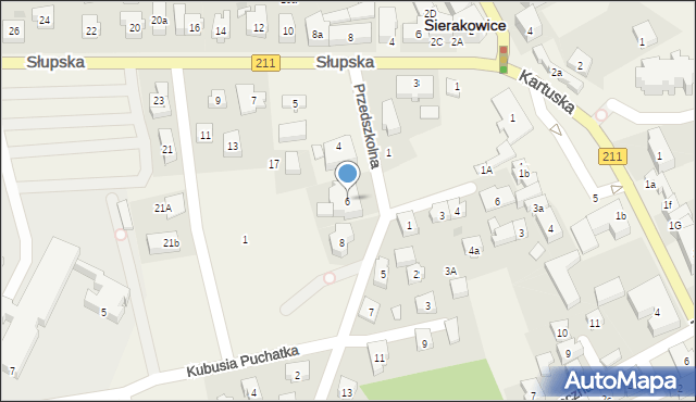Sierakowice, Przedszkolna, 6, mapa Sierakowice