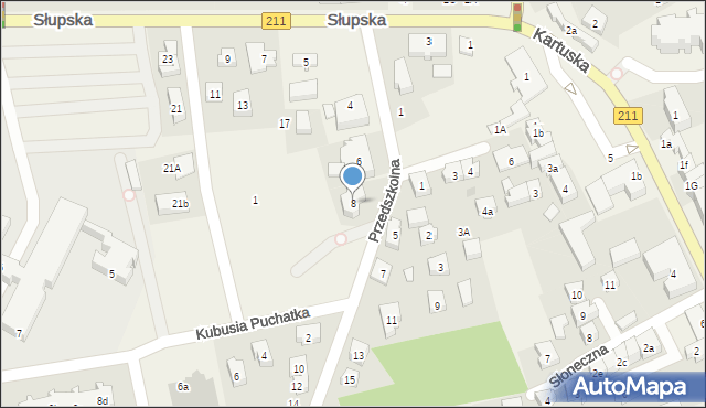 Sierakowice, Przedszkolna, 8, mapa Sierakowice