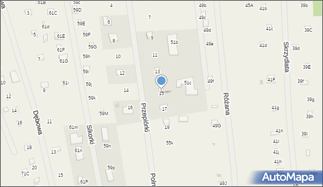 Sikory, Przepiórki, 15, mapa Sikory