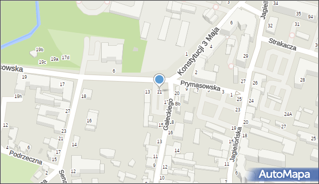 Skierniewice, Prymasowska, 11, mapa Skierniewic