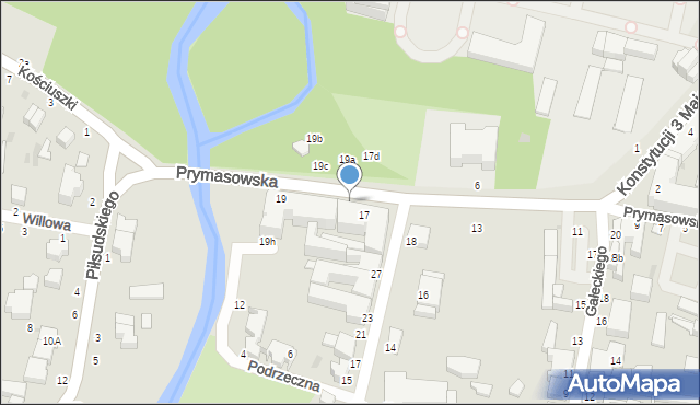 Skierniewice, Prymasowska, 17g, mapa Skierniewic