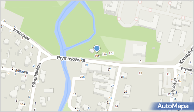 Skierniewice, Prymasowska, 19c, mapa Skierniewic