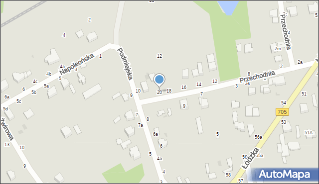 Skierniewice, Przechodnia, 20, mapa Skierniewic