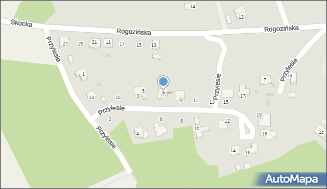 Skoki, Przylesie, 7, mapa Skoki