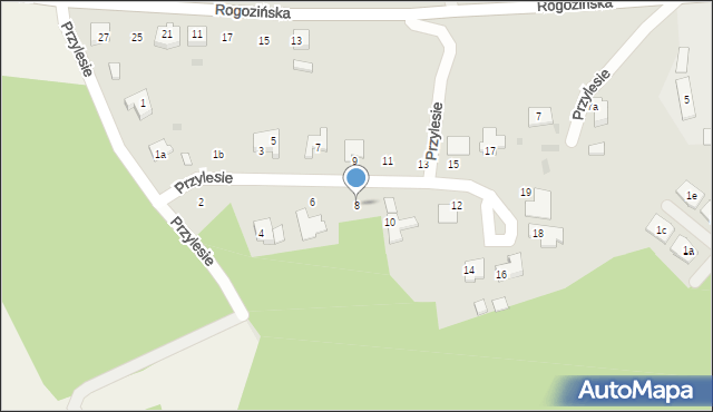 Skoki, Przylesie, 8, mapa Skoki