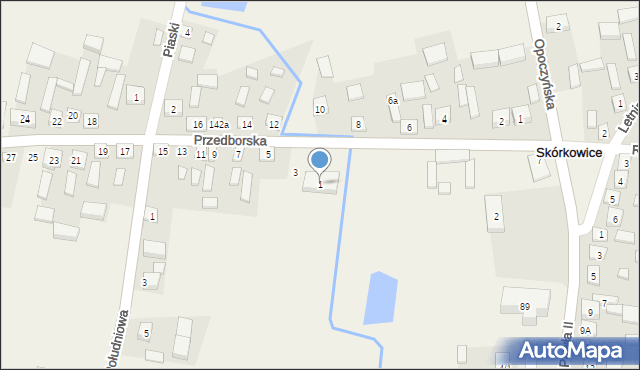 Skórkowice, Przedborska, 1, mapa Skórkowice