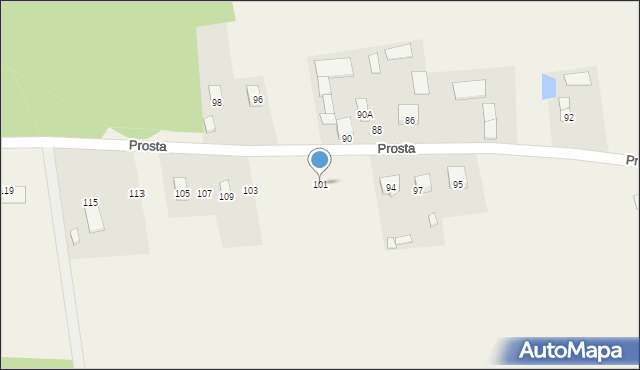Słabomierz, Prosta, 101, mapa Słabomierz