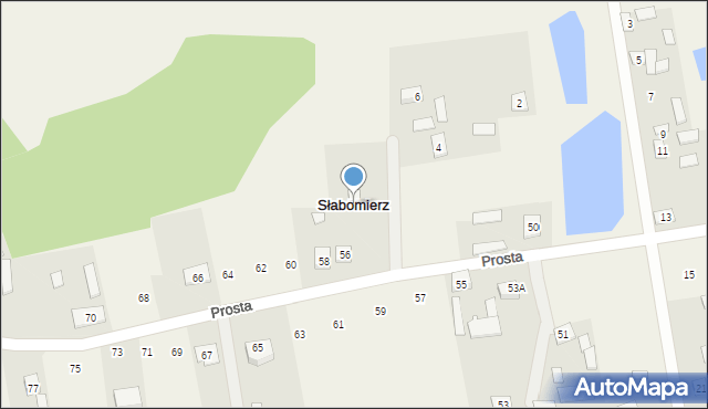 Słabomierz, Prosta, 54, mapa Słabomierz