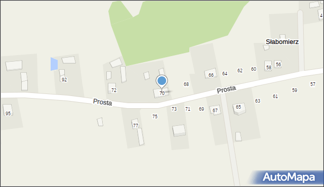 Słabomierz, Prosta, 70, mapa Słabomierz