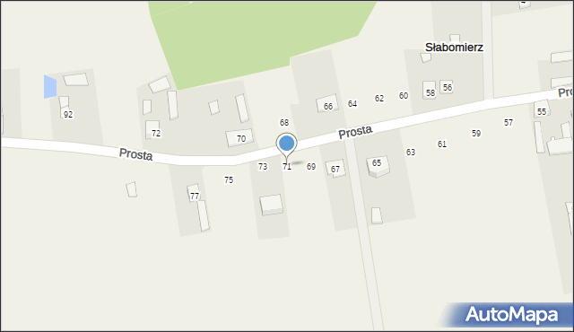 Słabomierz, Prosta, 71, mapa Słabomierz