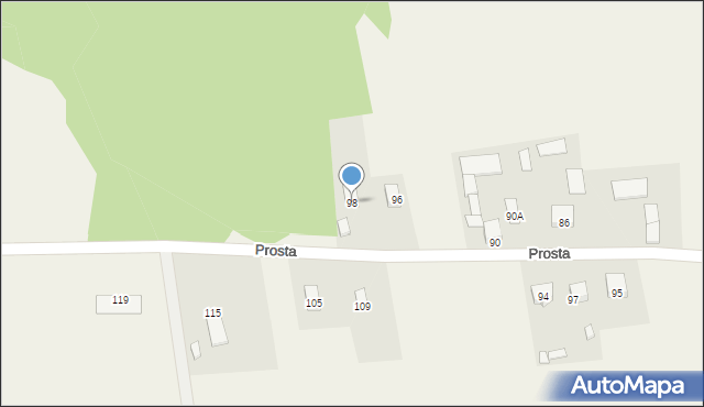 Słabomierz, Prosta, 98, mapa Słabomierz
