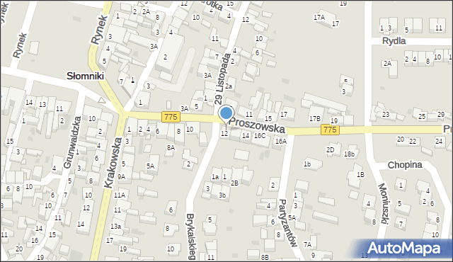 Słomniki, Proszowska, 12A, mapa Słomniki