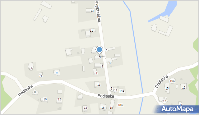 Słowik, Przybrzeżna, 5, mapa Słowik