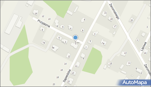 Słupno, Przyjazna, 1, mapa Słupno